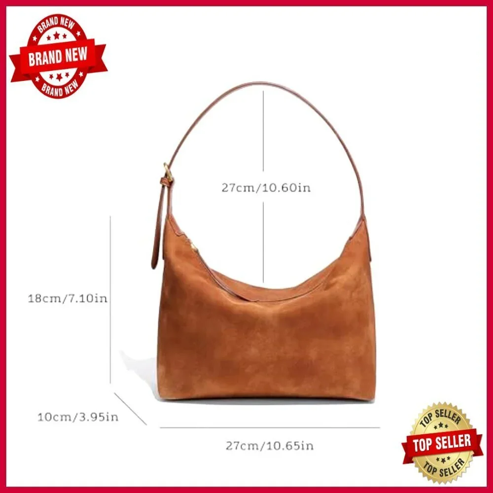 Medium Faux Suede Hobo Bag Adjustable Straps Crossbody Shoulder Purse